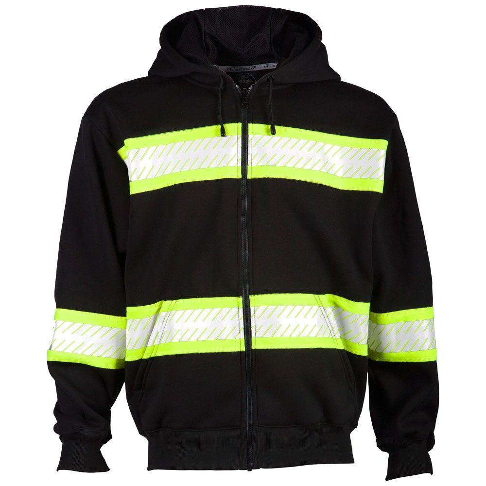 HIVIS CONTRAST BLACK BOTTOM FULL-ZIP HOODIE SWEATSHIRT