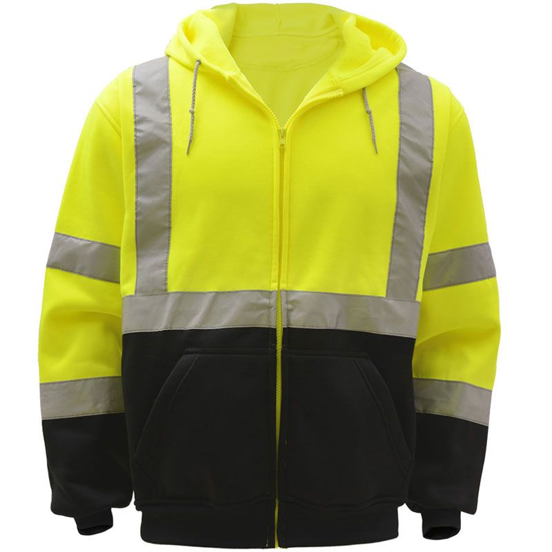 HIVIS BLACK BOTTOM FULL-ZIP HOODIE SWEATSHIRT