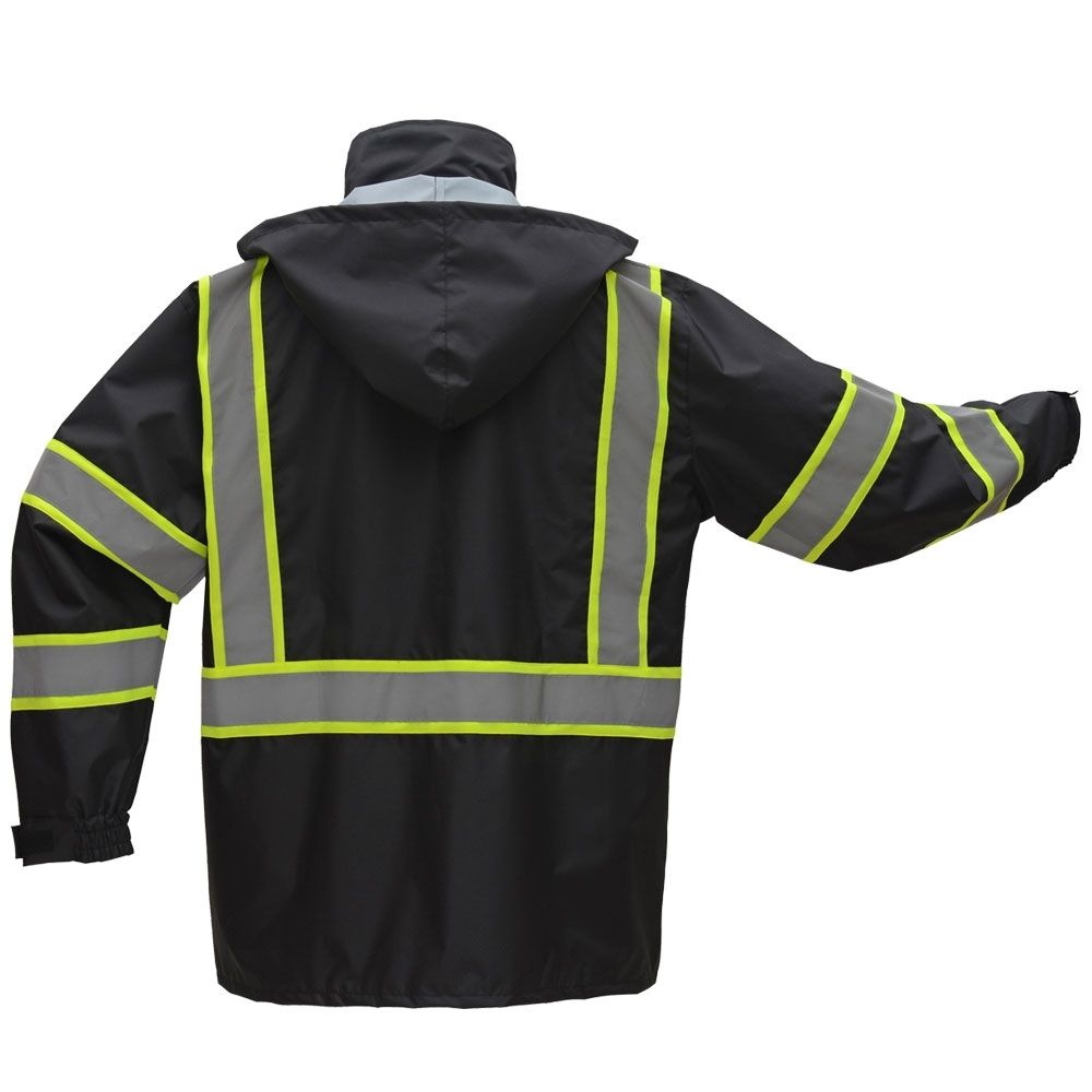 HIVIS BLACK BOTTOM SAFETY RAIN COAT