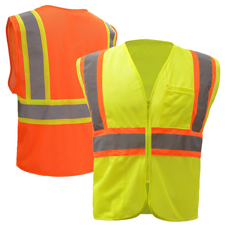 HIVIS CONTRAST MESH ZIPPERED SAFETY VEST